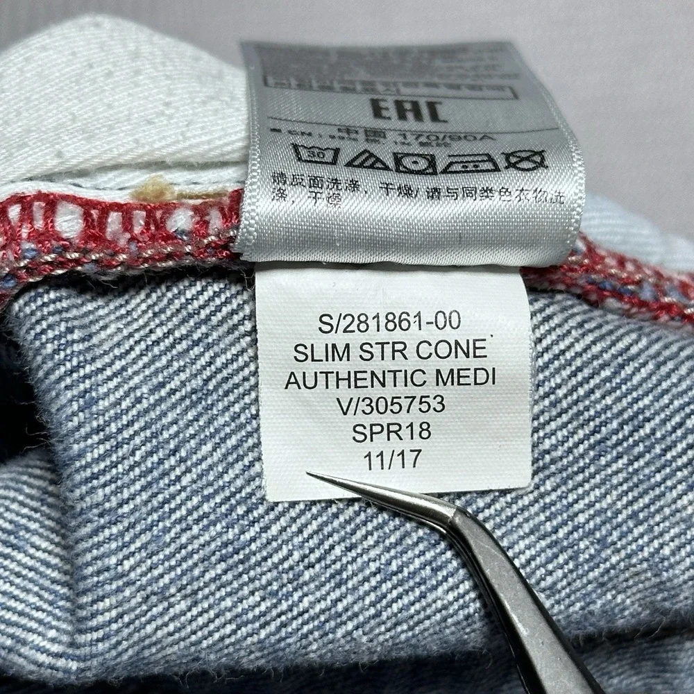 Gap Cone Denim Jeans Mens 36x30 Slim Straight‎ Medium Wash Stretch 5 Pocket